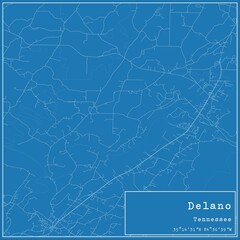 Obraz premium Blueprint US city map of Delano, Tennessee.