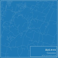 Blueprint US city map of Apison, Tennessee.