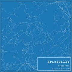 Blueprint US city map of Briceville, Tennessee.
