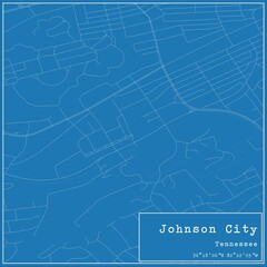 Obraz premium Blueprint US city map of Johnson City, Tennessee.