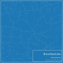 Obraz premium Blueprint US city map of Southside, Tennessee.