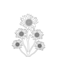 Sunflower Coloring Page For Adults
