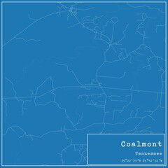 Blueprint US city map of Coalmont, Tennessee.