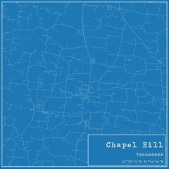 Blueprint US city map of Chapel Hill, Tennessee.