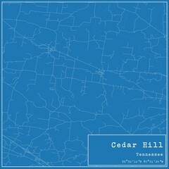 Blueprint US city map of Cedar Hill, Tennessee.