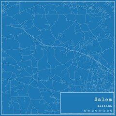 Blueprint US city map of Salem, Alabama.