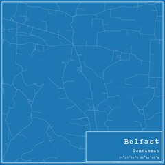 Blueprint US city map of Belfast, Tennessee.