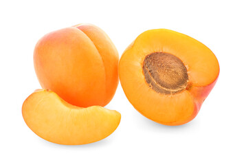 Fototapeta na wymiar Ripe apricots isolated on white background