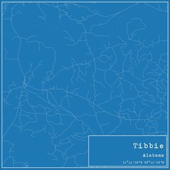 Blueprint US city map of Tibbie, Alabama.