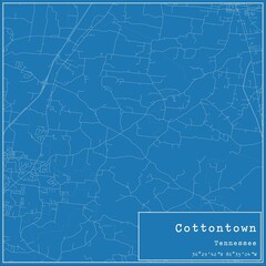 Blueprint US city map of Cottontown, Tennessee.