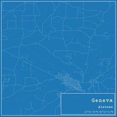 Blueprint US city map of Geneva, Alabama.