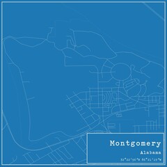 Blueprint US city map of Montgomery, Alabama.