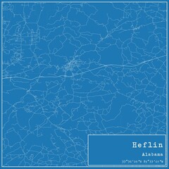 Blueprint US city map of Heflin, Alabama.