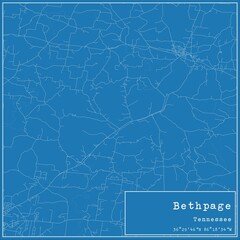 Blueprint US city map of Bethpage, Tennessee.