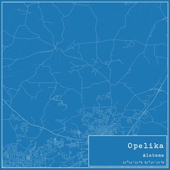Fototapeta premium Blueprint US city map of Opelika, Alabama.