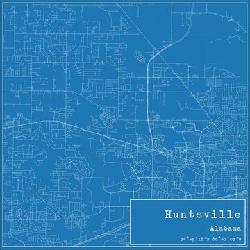 Blueprint US City Map Of Huntsville, Alabama.