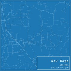 Blueprint US city map of New Hope, Alabama.