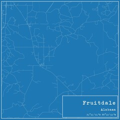 Blueprint US city map of Fruitdale, Alabama.