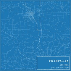 Fototapeta premium Blueprint US city map of Falkville, Alabama.