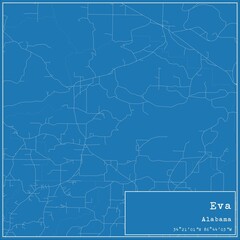 Blueprint US city map of Eva, Alabama.