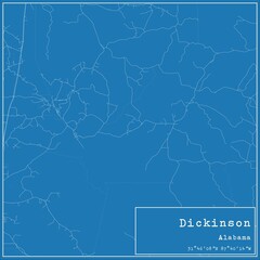Blueprint US city map of Dickinson, Alabama.