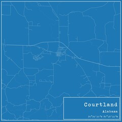 Blueprint US city map of Courtland, Alabama.