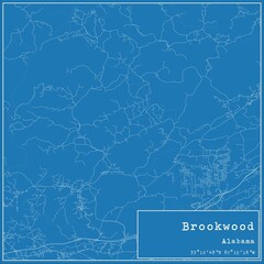 Blueprint US city map of Brookwood, Alabama.