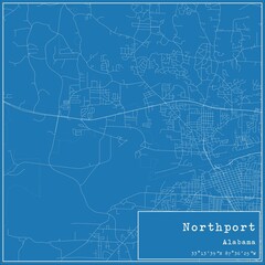 Blueprint US city map of Northport, Alabama.