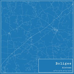 Blueprint US city map of Boligee, Alabama.