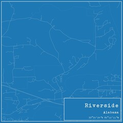 Blueprint US city map of Riverside, Alabama.