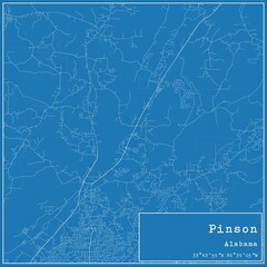 Blueprint US city map of Pinson, Alabama.