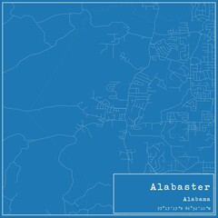 Blueprint US city map of Alabaster, Alabama.