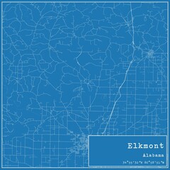 Blueprint US city map of Elkmont, Alabama.