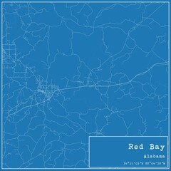 Blueprint US city map of Red Bay, Alabama.