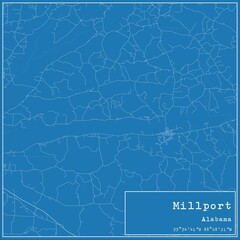 Blueprint US city map of Millport, Alabama.