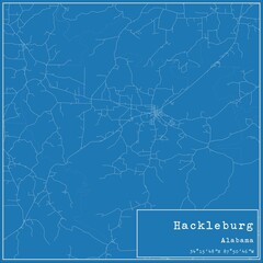 Blueprint US city map of Hackleburg, Alabama.
