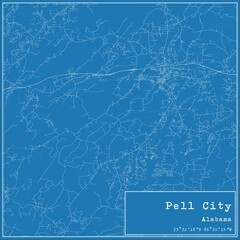 Fototapeta premium Blueprint US city map of Pell City, Alabama.