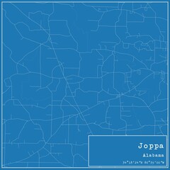 Blueprint US city map of Joppa, Alabama.