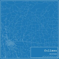 Blueprint US city map of Cullman, Alabama.