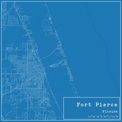 Blueprint US city map of Fort Pierce, Florida.