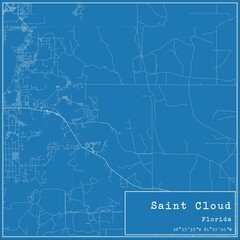 Blueprint US city map of Saint Cloud, Florida.