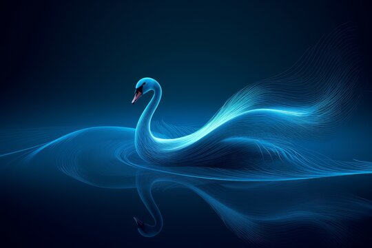 Blue swan elegant sweeping. Generate Ai