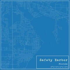 Blueprint US city map of Safety Harbor, Florida.