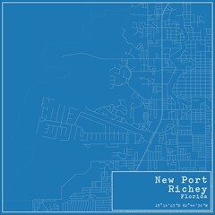 Blueprint US city map of New Port Richey, Florida.