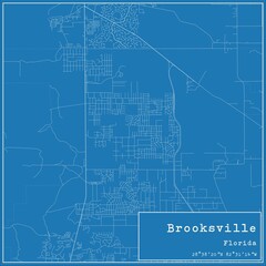 Blueprint US city map of Brooksville, Florida.