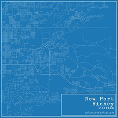 Blueprint US city map of New Port Richey, Florida.
