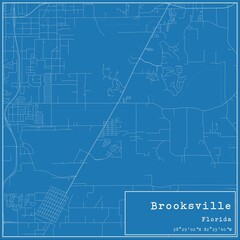 Fototapeta premium Blueprint US city map of Brooksville, Florida.