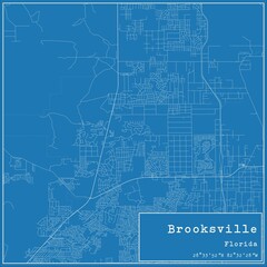 Blueprint US city map of Brooksville, Florida.