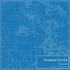 Blueprint US city map of Summerfield, Florida.