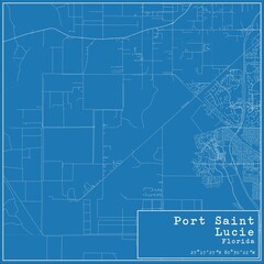 Blueprint US city map of Port Saint Lucie, Florida.